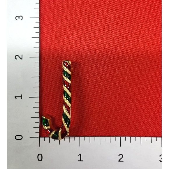 Vintage Christmas Pins/ Brooch Set of 2  Christmas Angel Bell & Candy Vane Pins - Picture 9 of 11